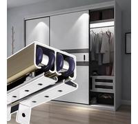 Sliding Door Kit Closet Door Top Rail Track Bypass Door, Double Barn Door Ceiling Mount Hardware Set, Smoothly & Quietly Invisible Sliding Door System Unit(Brown,1.2m/3.9ft)