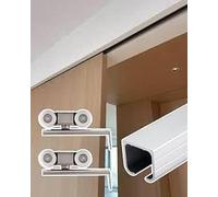 Sliding Door Kit - Concealed Barn Hardware Track with Rollers and U | Channel Fits Various Sizes Ideal For Pocket And Patio Doors(61cm/2ft)