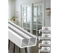 Sliding Door Kit Double Barn Door Sliding Kit 4 4.5 5 5.5 6 8 10 11 12ft, Bypass Door Track Kit for Double Door/Bifold Door, Pocket Door System Internal(10FT/305cm)