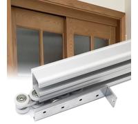Sliding Door Kit - Extra Long 280cm Track Rail for Double Pocket Doors Commercial-Grade Hardware with Rollers Silver Finish for Closet & Cabinet Applications
