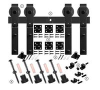 Sliding Door Kit, Folding Sliding Barn Door Hardware Track Kit for 4 Doors,Heavy Duty Sturdy Bifold Barn Door Hardware Kit,Easy to Assemb(6.6FT 201CM Rail Kit)