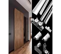 Sliding Door Kit Ghost Gate Track Hardware Kits with Soft Close, Concealed Bedroom Door Rail 4 5 6 ft, Commercial Ghost Door Guide for Shower Office(180cm/70.8inch/5.9ft)