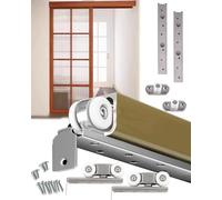 Sliding Door Kit Heavy Duty Pocket Door Track with Rail Hardware Set, Aluminum Alloy Box Rail for Hidden Door/Garage Door, Wooden Sliding Cabinet Door Track(124 cm/48.7 inch)