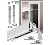 Sliding Door Kit Hidden Sliding Door Kit with Rail, Silver Garage Door Hardware Set for Outdoor Shed/Bedroom, Box Rail Hanger Bracket/Color/100 Cm/39.3 inch