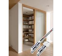 Sliding Door Kit Indoor Wood Sliding Door Track and Hardware Set, Cabinet Barn Door Double Slider Kit for Single Door, Aluminum Garage Door Rail Guide(169inch/429.2cm)