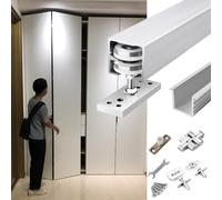 Sliding Door Kit Invisible Folding Door Pulley Sliding Track, Sliding Barn Door Hardware Track Kit - Max 80kg, Box Rail System Unit for Wardrobe Closet Doors(49inch/124.5cm)