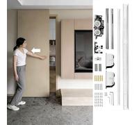 Sliding Door Kit Invisible Sliding Barn Door Hardware Kit, Soft Close Mechanism Hidden Ghost Door Track, Wall Mount Aluminum Rail for Interior Wooden Door(172cm/67.7in)