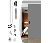 Sliding Door Kit Invisible Sliding Door Track 80 90 100 150 180 cm, Ghost Gate Guide Hardware Kit with Soft Close, Laundry Room Door Slider for Wooden Door(124cm/48.8inch/4ft)