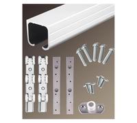 Sliding Door Kit Silver Barn Door Hardware Kit with Pulley, Wood Garage Door Track Set Aluminum Alloy, Top Hung Single Door Rail Set for Kitchen/Bedroom/Shed(13.8ft/4.2m)