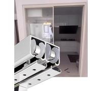 Sliding Door Kit Silver Double Sliding Door Track Kit 4ft 4.5ft 5.6ft 6ft 8ft 10ft 13ft, Bifold Doors Track for Wooden Door, Box Rail Track with Roller(8.5ft/259cm)