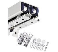 Sliding Door Kit Sliding Bypass Track and Hardware Set for 2 Bypass Doors, Barn Door Rails with Accessories and Screws, Cabinet U Channel Guide(Silver,98cm/38.5inch)