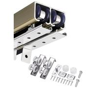 Sliding Door Kit Sliding Bypass Track and Hardware Set for 2 Bypass Doors, Barn Door Rails with Accessories and Screws, Cabinet U Channel Guide(Champagne,40cm/15.7inch)