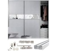 Sliding Door Kit Sliding Cabinet Door Rail Track Kit 3 4 6 10 ft, Bifold Door Guide Wheel Replacement for Cupboard, Closet Doors Channel/Screen Door Slider(2.8m/9.2ft)