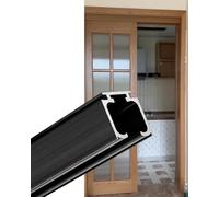 Sliding Door Kit Sliding Door Soft Close Kit, Wall Mount Box Rail Hanger Hardware Set for Cabinet & Closet, Interior/Black/50In/127Cm