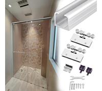 Sliding Door Kit Sliding Shower Door Track Assembly Kit, Glass Door Replacement Rail, Aluminum Single Rail Hardware with Rollers for Remodel Door/ 2 Door System(220cm (7.2ft))