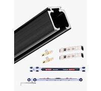Sliding Door Kit Soft Close Pocket Door Track Kit for Closet, Hidden Track Sliding Barn Door Kit 4 5.5 6.6 8 10 12 ft, Black/Silver Heavy Duty Door Tracks Sets(Black,18.1ft/551cm)