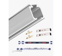 Sliding Door Kit Soft Close Pocket Door Track Kit for Closet, Hidden Track Sliding Barn Door Kit 4 5.5 6.6 8 10 12 ft, Black/Silver Heavy Duty Door Tracks Sets(Silver,16.1ft/490cm)