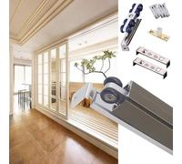 Sliding Door Kit Soft Close Sliding Door Track Mechanism, Balcony Living Room Pocket Door Hardware and Track Sets, Heavy Duty Aluminium Box Rail System Unit(2.0m(6.6ft))