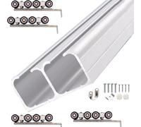 Sliding Door kit Track Rail Aluminium Alloy Double Track Barn Door Hardware Kit, Concealed & Cuttable Ceiling Wall Mount Box Rail for Invisible/Farm/Rolling Door, 60kg/ 132lbs(3.3ft/101cm)