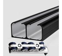 Sliding Door kit Track Rail Black Rail for Double Barn Door, Heavy Duty Bypass Sliding Closet Doors Track Hardware with Soft Close System, Wall Ceiling Mount Box Railing Barndoor Kit(33'/1006cm)