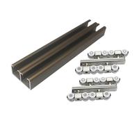 Sliding Door Kit Track Rail Bypass Door Hardware Kit 160 150 140 130 120 96 72 60 48 30 20 in, Double Sliding Pocket Door Track for Closets/Cabinets/Entry Door, Smoothly Quietly(L 112in(284cm))