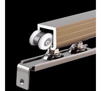 Sliding Door kit Track Rail Champagne Sliding Door Railing System, Box Rail Bypass Single Barndoor Ceiling Mount Hardware, Garage Bifold Doors Track Rollers Kit Replacement(3.3ft/101cm)