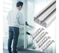 Sliding Door Kit Track Rail Double Sliding Pocket Door Hardware Kit, 12ft 10ft 6ft 4ft 2ft Hidden Closet Doors Track Replacement, Silver Aluminium Rail, No Door(L 130cm/4.3ft)