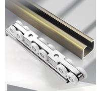 Sliding Door kit Track Rail Heavy-Duty Sliding Door Track Kit - 4 5 6 7 8 9 10 11 Ft 12 13 14 15 16 17 18 19 20 Feet, Smooth Roller Wheels for Barn, Closet & Patio Doors - Easy Install(15ft)