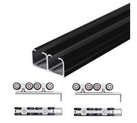 Sliding Door kit Track Rail Hidden Track Barn Door Black for 2 Doors, Heavy Duty Sliding Hardware Tracks Kit - Slide Smoothly Quietly, Cuttable & Easy Install(640cm/252in/21')