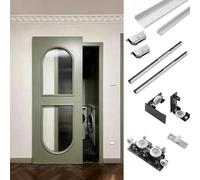 Sliding Door kit Track Rail Invisible Track Hardware for Pocket Doors, Two-Way Soft-Close Sliding Door Tracks for Wood, Custom Cuttable & Smooth & Ultra-Quiet(145in/12.1ft/368cm)
