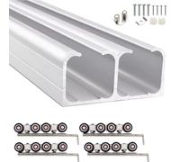 Sliding Door kit Track Rail Outdoor Shed Sliding Barn Door Hardware Track Kit for Double Door, Slide Smoothly Quietly Rieles para Puertas Corredizas, Customisation(5.4ft/165cm)