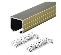 Sliding Door kit Track Rail Pocket Door Track and Rollers, Aluminum Barn Door Hardware Kit 3.3ft 5.2ft 6.6ft 7.9ft 9.2ft 10.5ft 11.8ft, Heavy Duty Sliding Door Rail Set Indoor Exterior(Gold,