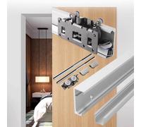 Sliding Door Kit with Mirror & Hidden Rail Invisible Closet Hardware SoftClose Mechanism for WallMounted Doors (69in/175cm) Modern Home Renovation Essential