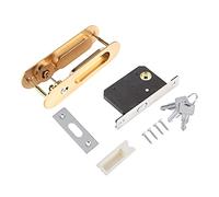 Sliding Door Lock, Aluminum Alloy Safety Door Lock with 3 Keys for Bathroom Closet Kitchen Balcony (Gold)