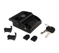 Sliding Door Lock Compact 96 x 78 x 31 cm Die-Cast Aluminium Powder Coated Black Front with Cylinder or Rounded Head Screws M6 Type I/B