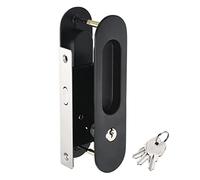 Sliding Door Lock, Invisible Recessed Handle Latch, Privacy Pocket Door Lock with Keys for Wood Furniture Hardware, Black
