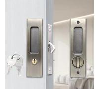 Sliding Door Lock with Invisible Hook and Keyed Lock, Secure Balcony and Bedroom Sliding Doors, Compatible with Wooden and Aluminum Frames (Green Ancient)