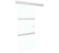 Sliding Door Made of Tempered Glass and Aluminium 76 x 205 cm with Soft Stoppers, Space-Saving Design for Room, Apartment, Office, Includes Rail and Floor Guide