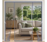 Sliding Door Magnetic Fly Screen 210x210cm - Self-Closing Mesh Door with Strong Magnets, Adhesive Fixing & Push Pins - Perfect for Busy Family Decks & Terrace Openings