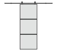 Sliding Door Matt Black Tempered Glass 76x205cm Aluminium Frame +Rail Kit