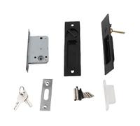 Sliding Door Mortise Lock | Invisible Recessed Handle for Pocket/Barn/Wardrobe Doors | Zinc Alloy Hardware with 2 Keys | Easy Left or Right Hand Installation (Black)