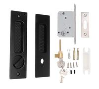 Sliding Door Mortise Lock with 2 Keys, Zinc Alloy Invisible Recessed Handle Latch, Pocket Door Invisible Lock for Wood Furniture, Interior Door Hardware with Double Sided Switch De (Black)