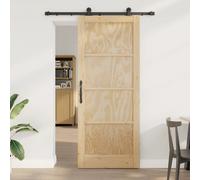 Sliding door Natural 86 x 211 cm Solid pine wood Black track Modern Space-saving