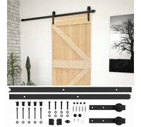 Sliding Door Natural and Black Solid Pine Wood Modern Interior Home vidaXL