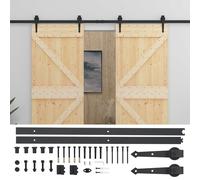 Sliding Door Natural and Black Solid Pine Wood Modern Interior Home vidaXL