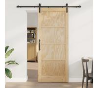 Sliding door Natural/Black 183x211 cm Solid Pine Wood Smooth Top Rail Compactfit