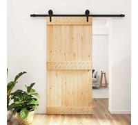 Sliding door Natural pine 100x210 cm Black track solid pine interior modern door