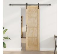 Sliding Door Natural Pine 183 x 198.5 cm Solid Pine Wood Black Track Soft-Glide
