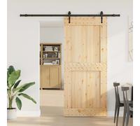 Sliding Door Natural Pine 213.5x3.5x210cm Powder-Coated Black Steel Track Smooth