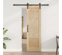 Sliding door Natural Solid Pine 61x198.5cm Space-Saving Black Track QuietSliding